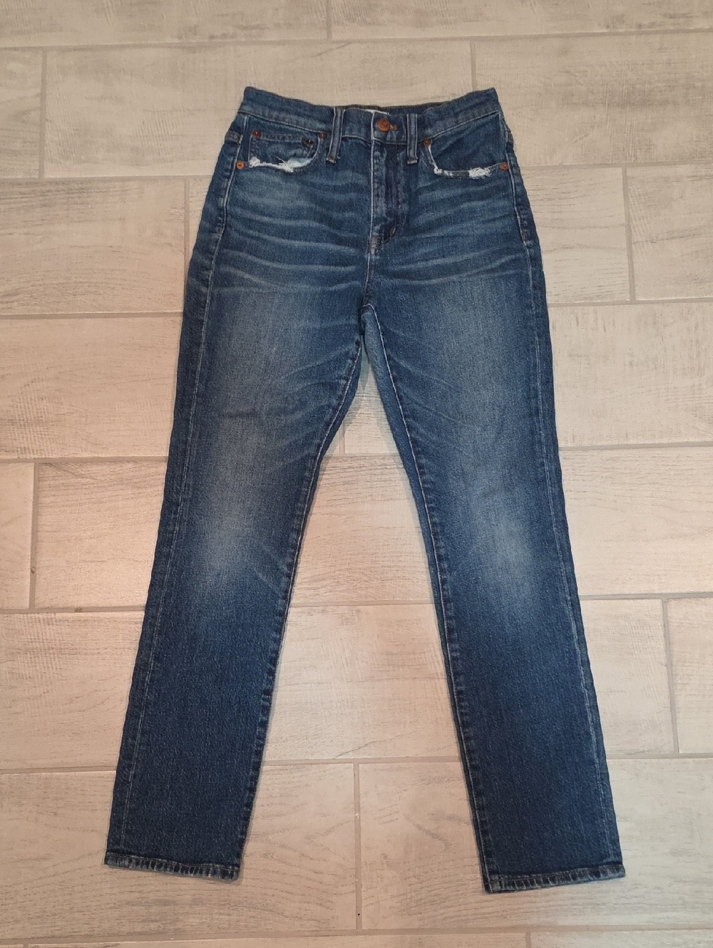 Madewell The High-Rise Slim Boyjean Women's Size 24 Distressed Pockets Stretch